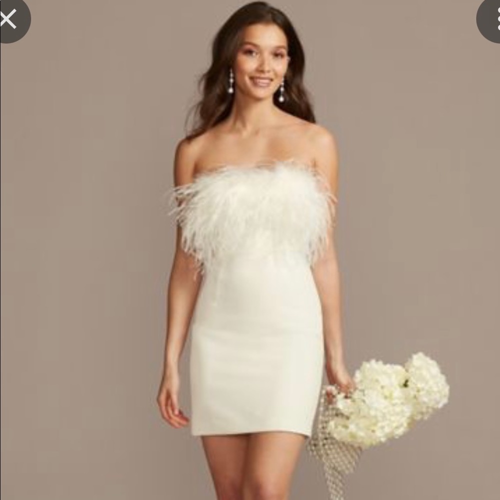 DB Studio White Feather Dress Small